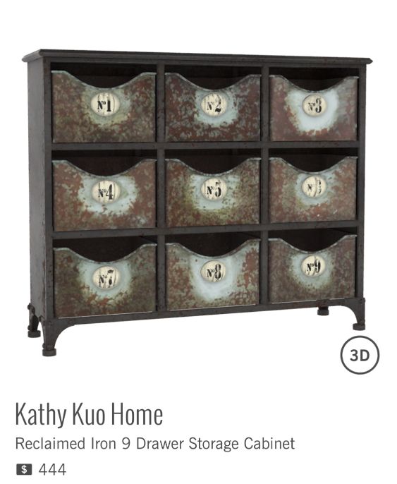 RECLAIMED IRON 9 DRAWER STORAGE CABINET de KATHY KUO HOME ($444)